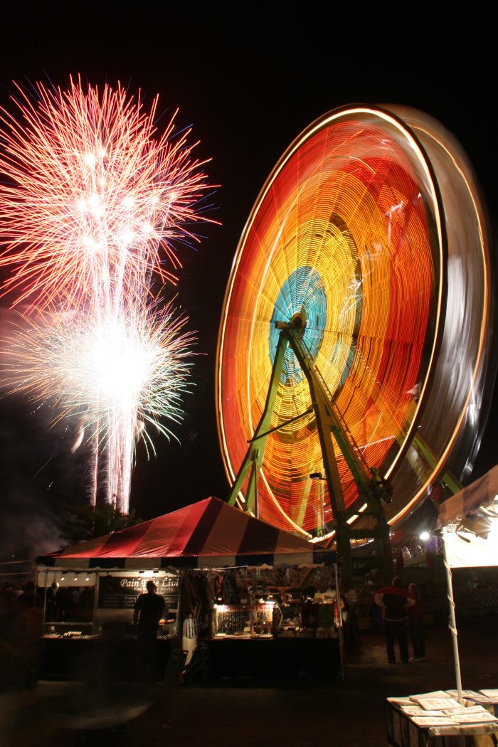 Giant ferris wheel, fireworks